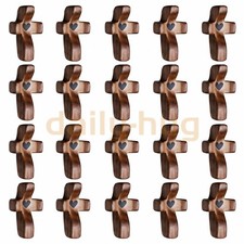 20pcs Walnut Wood Thumb Crosses Wooden Handheld Church Easter Christmas Decor picture