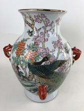 Large Heavy Chinese Vase Qianlong Mark Vase w Handles 14
