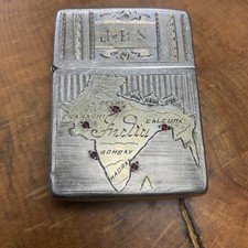 Rare Vintage Engraved Sterling Silver with rubies Lighter Zippo WW2 picture