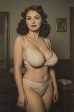 White Lingerie Glamour Risque Woman Portrait 4x6 Photo picture