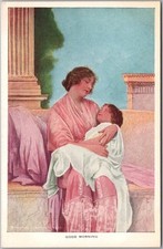 c1910s Motherhood / Parenthood Postcard GOOD MORNING Mother & Daughter 