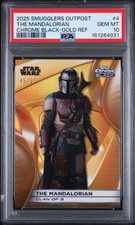 2025 TOPPS STAR WARS CHROME BLACK MANDALORIAN SMUGGLERS OUTPOST GOLD #4 PSA 10 picture