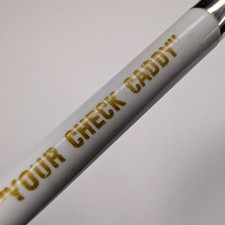 c1970s YOUR CHECK CADDY Advertising Pen Riteograph White Chrome Banking Retro picture