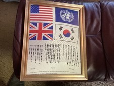 Korean War Silk Usaf Usn Usmc RAF RSAAF RAAF RCAF EtcEtc Escape Chit Rare&Framed picture