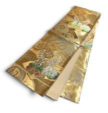 Japanese Fukuro Obi Kimono Belt Gold Phoenix Hou-ou Paulownia Kiri 4m M102 picture