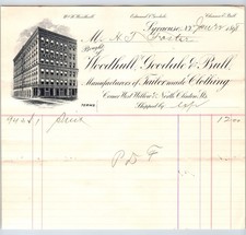 Syracuse New York 1898 Woodhull Goodale Bull Clothing Billhead - 8.5 x 7.5 picture