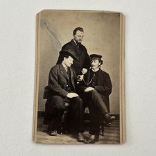 Antique CDV Photograph Handsome Young Men Watch Folk Art On Back Tiffin OH picture