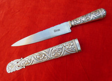 STUNNING VINTAGE GAUCHO KNIFE DAGGER 800 SILVER / 18K GOLD Hand Chased sterling picture