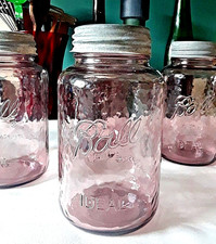 BALL Quart PINK Mason Jar ~ Antique ZINC LID Collectible ~ Rose Collector's picture