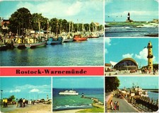 Vintage Rostock Warnemünde DDR Postcard Lighthouse Harbor Teepott East Germany picture