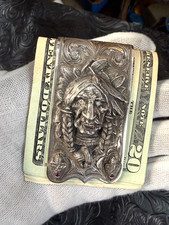 Ahmad N. Khan Unger Indian Chief Big Wad Sterling Silver Ruby Money Clip picture