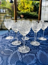 Bohemian Cut Crystal Queen Lace Wine Glasses Set of 6 picture