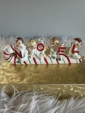 Vtg 1950s Relco Japan Candy cane Kids NOEL Candle Holder NO REPAIRS picture