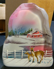 Fenton LE Hand Painted Glass Iceberg Paperweight w/ Deer #5/28 Spindler (2022) picture