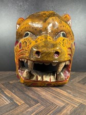 Vintage Mexican Guerrero Jaguar Tigre Dance Mask Wood Folk Art Olinala 13” picture