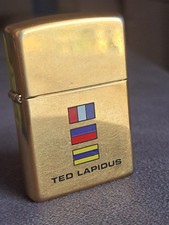 Rare Vintage Zippo Ted Lapidus Brass Lighter Nautical Flags - Working Condition picture