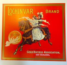 Vintage ORIGINAL Crate Label Lochinvar Brand Sunkist Oranges Knight on Horse picture