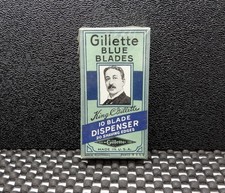 Vintage Gillette Blue Blades Dispenser 10 Razor Blades NOS Factory Sealed picture
