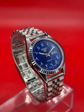 Automatic Vintage Seiko 5 mechanical Blue Dial Day Date men's wristwatch Watch picture