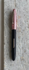 Vintage Wearever Fountain Pen Lever Fill Black & Rose-Gold XF Steel Nib Working picture