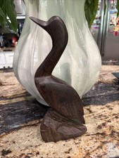 Vintage Hand Carved Ironwood Standing Bird 11” Tall Duck picture