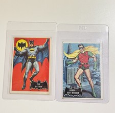 1966 Topps Batman (Black Bat) 2 Card Lot/Bundle Batman #1 and Robin #2 picture