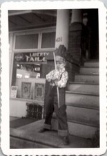 Boy Dressed as an Indian Native American Bow Arrow Snapshot 1940s Vintage Photo picture