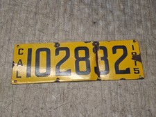 Antique 1915 California Red & White Porcelain License Plate Ing-Rich Mfg Co picture