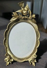 Vintage Matson Ornate Gold Bronze Bird Oval Photo Frame Signed picture