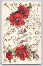 St. Valentine's Offering Embossed Poppies Postcard c1910 picture