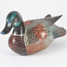 Vintage Hand Carved Wooden Mallard Duck Decoy Hand Painted Folk Art 16