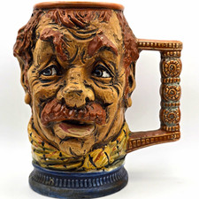 Vintage 1970s Made in Italy Figural Man Face Character Mug 1 Pint Ceramic picture