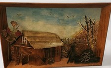 Rare Vintage Framed 3 Dimensional, Music Playing, Farmhouse Wall Hanging Art picture