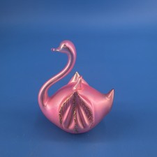 Vintage Pink Flamingo Blown Glass Christmas Ornament Gold Glitter picture