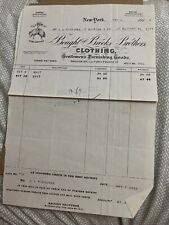 1915 Brooks Brothers Clothing Invoice Bill Of Sale New York City Haberdashery picture