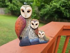 Trio/family of owls nesting interlocking figurines mother and child picture