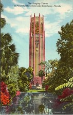 Singing Bok Towers Peaceful Mountain Lake Sanctuary Lake Wales FL DB Postcard picture