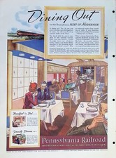 Original 1938 Pennsylvania Railroad Ad: Dining Car Interior Streamliner Train picture