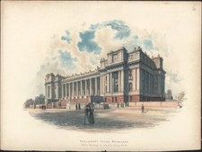 1889 Cassell Antique Print of Parliament House Spring Street Melbourne Australia picture