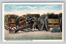 Loading A Four Point Seven Siege Gun, United States Army, Vintage Postcard picture