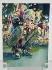 GGC Studio DC Harley Quinn Artist Hand Drawn Auto Sketch Card 1/1 ACEO original picture