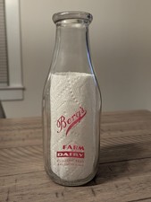 TSPQ Berg's Farm Dairy 4128 Joppa Rd Baltimore MD Square Red Pyro Milk Bottle picture