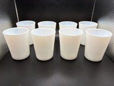 Opalescent Milk Glass Juice Tumblers Vintage Set Of 8 Unmarked 8 Ounces Each picture