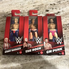 WWE Mattel The Rock Mini Figure Wrestling CM Punk Cody Rhodes 3 Figure Lot 6” picture