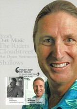 2010 Aust Author Tim Winton POSTCARD Maxi card FDI Pair 55c Stamps CTO Melbourne picture