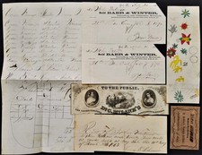 LOT 1860s antique FRAKTUR york pa WITMER FAMILY EPHEMERA handwritten receipt art picture