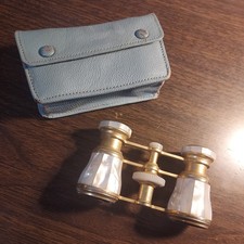 Vintage HOFFRITZ PARIS Mother of Pearl Opera Glasses w/ Original Case picture