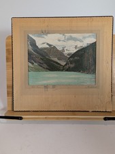 Vintage Hand Colored Photograph Lake Louise Fred Spalding, Autographed picture