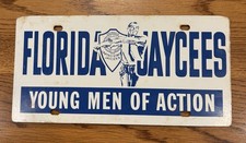Vintage Florida Jaycees Booster License Plate Steel 60s/70s picture
