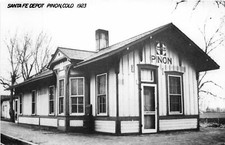 J27/ Pinon Colorado RPPC Postcard c1950s Santa Fe Railroad Depot  137 picture